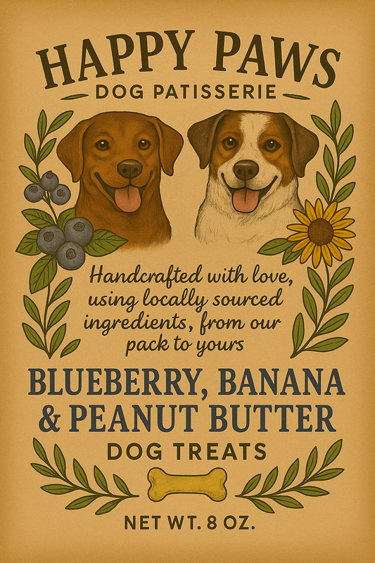 Blueberry, Banana & Peanut Butter dog treats